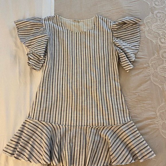 LoveShackFancy Cara Crewneck Striped Cotton Mini Dress (1) - Picture 8 of 15